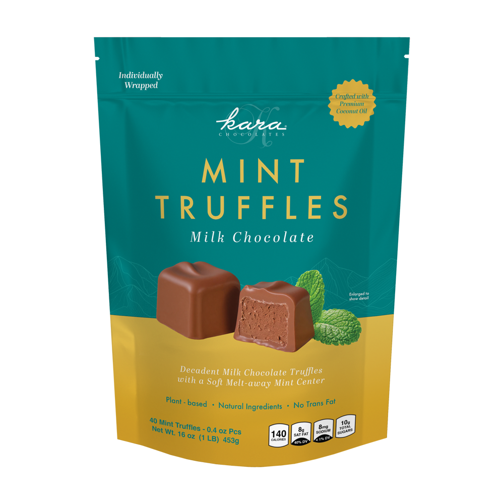 1lb Mint Milk Chocolate Truffles Luxe Pouch – Kara Chocolates