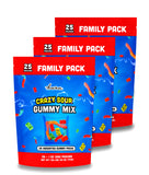 Crazy Sour Assorted Gummy Mix, 1 Family Pack Pouch, 25 1oz Snack Size Pouches, (1.56 lbs)