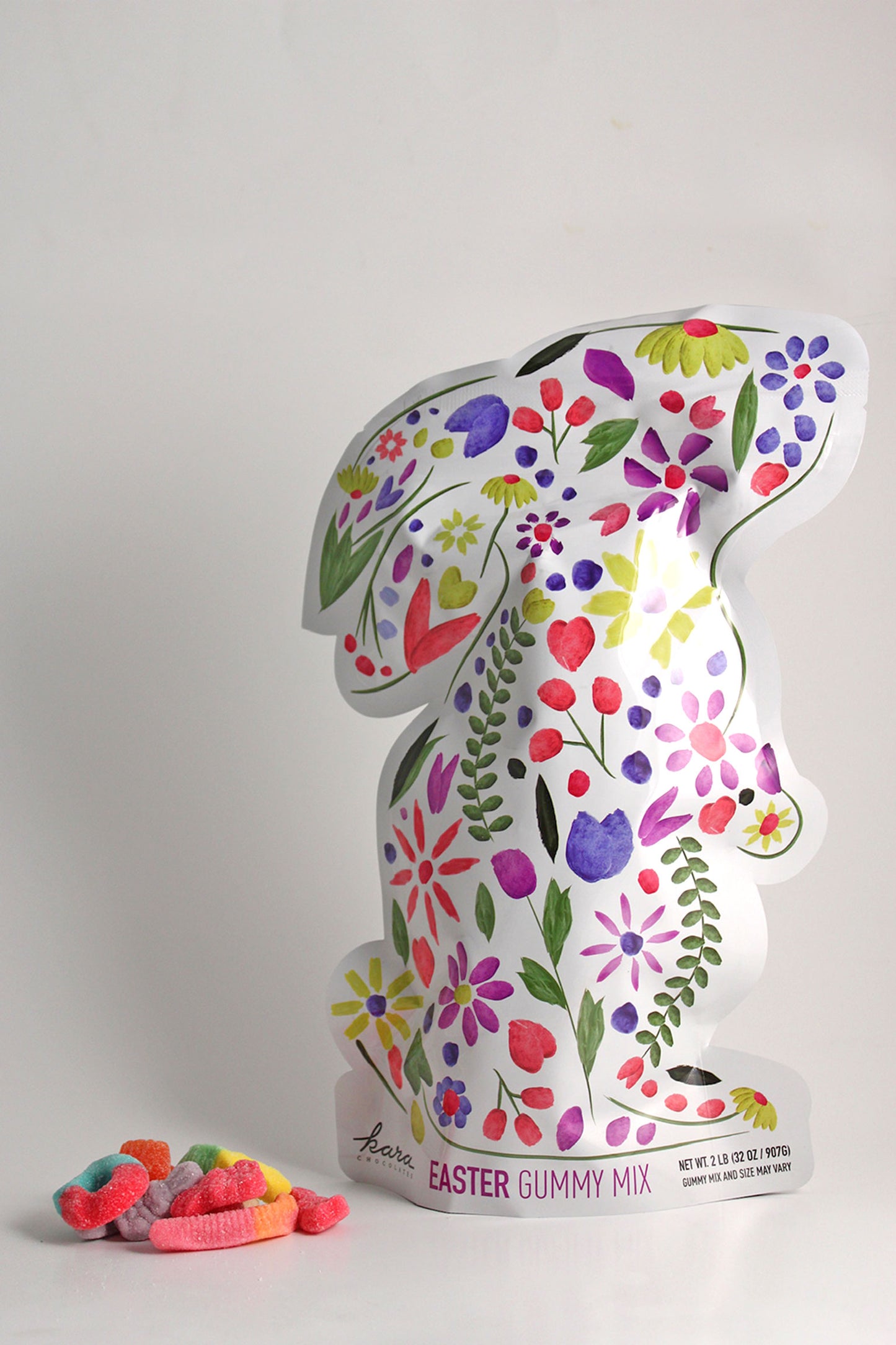 Floral Easter Bunny Pouch - 2lb Gummy Mix
