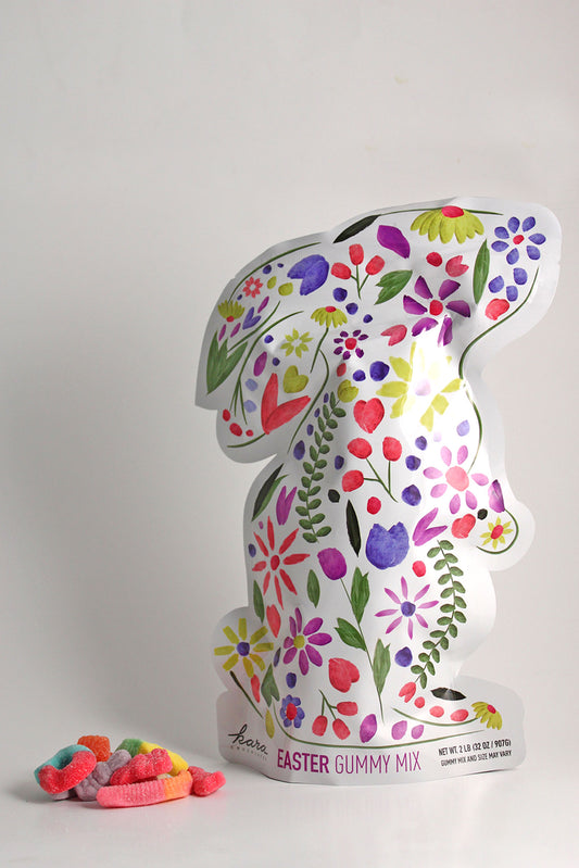 Floral Easter Bunny Pouch - 2lb Gummy Mix